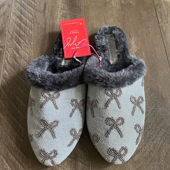 NWT anthropologie elsa beaded bow slippers EU 40 - Picture 2 of 5